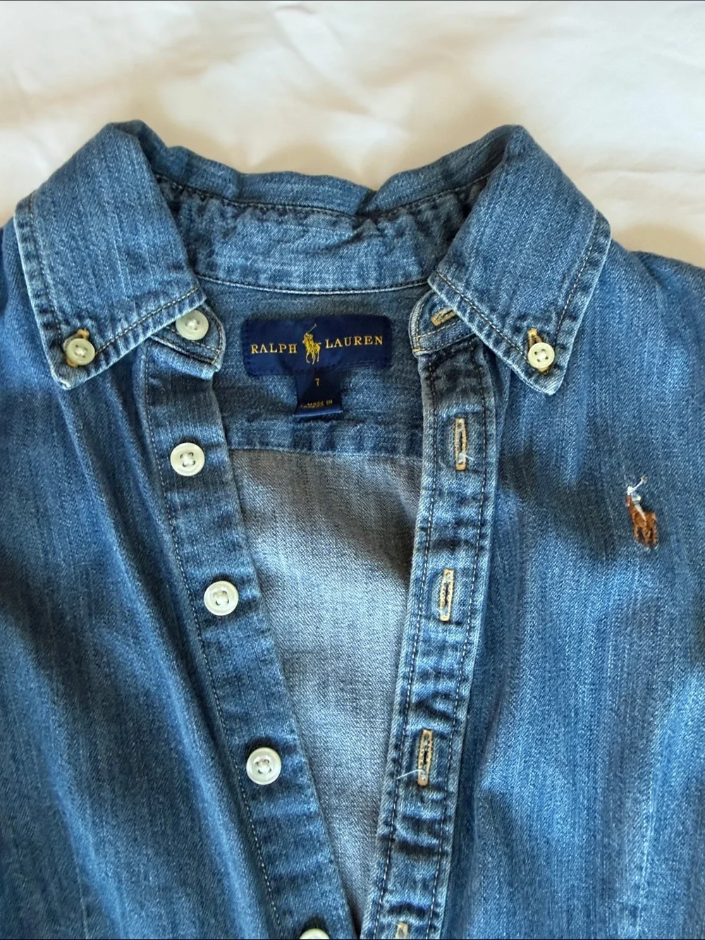 Ralph Lauren Girls' Denim Button-Front Dress - Blue